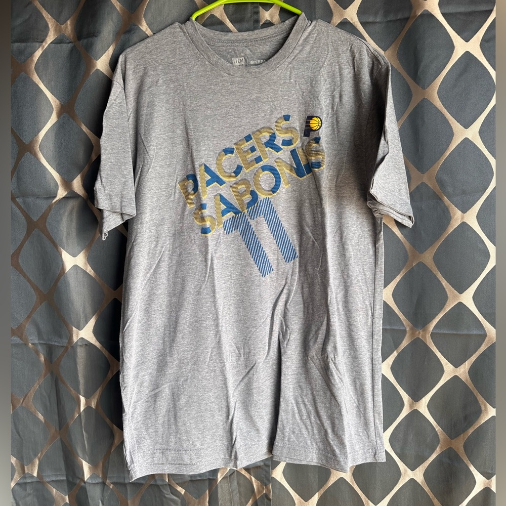 NBA Pacers Sabonis 11 large men gray short sleeve t shirt